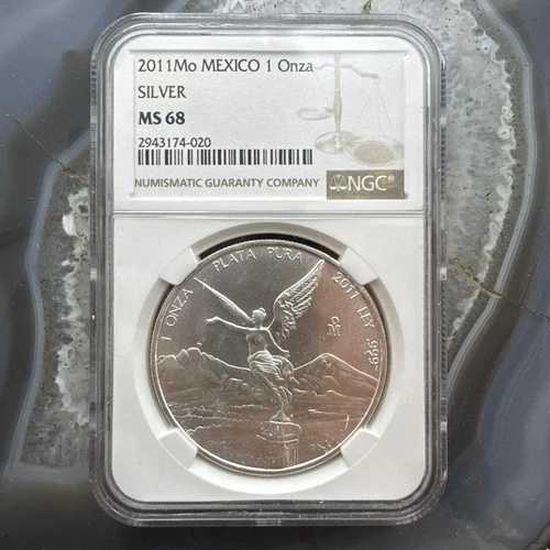 2011年 メキシコ 1オンス リベルタッド .999 純銀 NGC MS68 #2943174-020