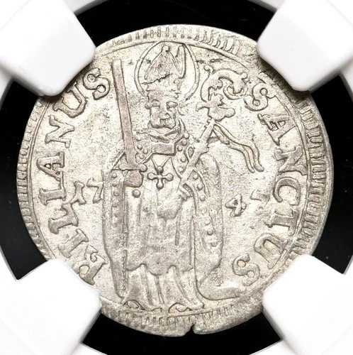 ドイツ、ヴュルツブルク。銀シリング、1747年、NGC AU50