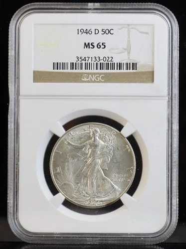 1946-D 50セント ウォーキング・リバティ・ハーフダラー NGC MS65