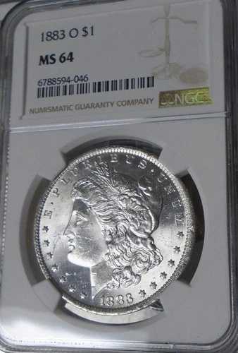1883-O NGC MS-64 モルガン銀貨 輝きあり 色褪せなし 美品