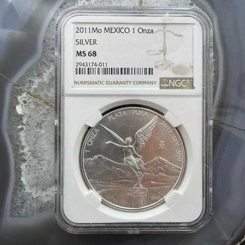 2011年 メキシコ 1オンス リベルタッド .999 純銀 NGC MS68 #2943174-011