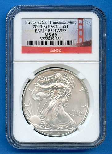 2013 S NGC MS69 ASE 1オンス アメリカンシルバーイーグル $1 米国造幣局コイン アーリーリリース ER
