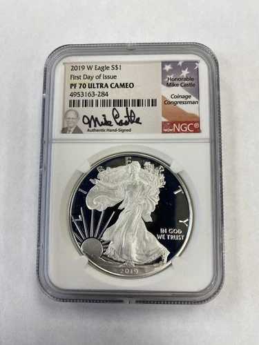 2019 W プルーフ シルバー イーグル NGC PF70 ウルトラカメオ マイク・キャッスル 発行初日 46,200円