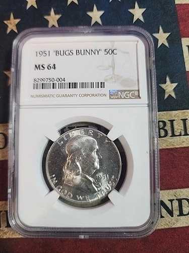 1951年 フランクリン 1/2ドル 50c NGC MS64 - バグバニー -- 46,200円
