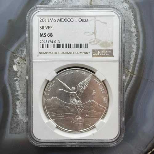 2011年 メキシコ 1オンス リベルタッド .999 純銀 NGC MS68 #2943174-013