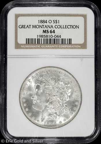 1884-O 1ドル モルガン銀貨 NGC MS 64 | グレートモンタナコレクション UNC BU