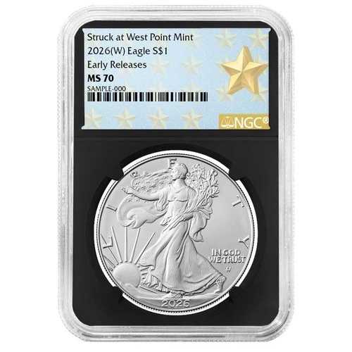 プレセール - 2026 (W) $1 1オンス アメリカンシルバーイーグル NGC MS70 ER ウェストポイントスター