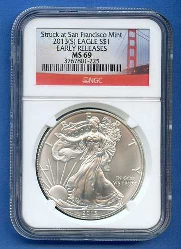2013 S NGC MS69 ASE 1オンス アメリカンシルバーイーグル $1 米国造幣局 早期リリースコイン