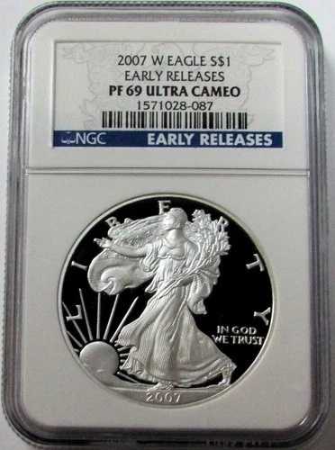 2007 W アメリカン シルバー イーグル NGC プルーフ 69 ウルトラ カメオ アーリーリリース