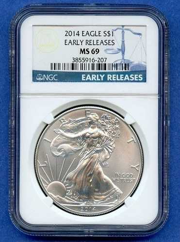 2014 NGC MS69 ASE 1オンス アメリカンシルバーイーグル $1 米国造幣局コイン 早期リリース