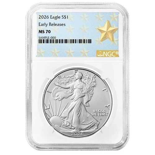 プレセール - 2026年 $1 アメリカン シルバー イーグル NGC MS70 ER ウェストポイント スターラベル|WORLD RESOURCE【QUEEN店】