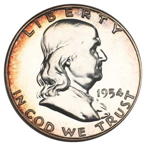 1954年 フランクリン シルバー プルーフ ハーフドル NGC PR66 トーン GEM フィラデルフィア造幣局 USA