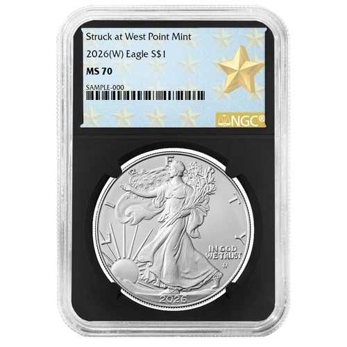 プレセール - 2026 (W) $1 1オンス アメリカンシルバーイーグル NGC MS70 ウェストポイントスターラベル|WORLD RESOURCE【QUEEN店】