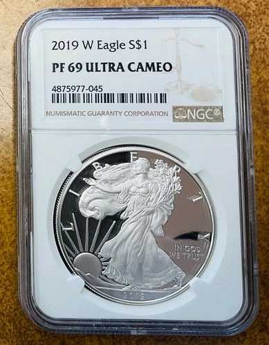 2019 W $1 プルーフ シルバー イーグル NGC PF69 UC。
