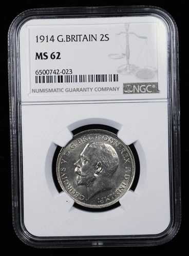 1914年 イギリス フローリン 2シリング NGC MS62