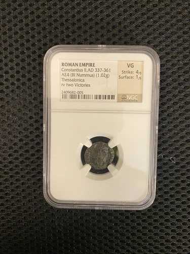 古代ローマ帝国 コンスタンティウス 2 世、AD 337 ～ 361 AE4 (BI Nummus) NGC VG