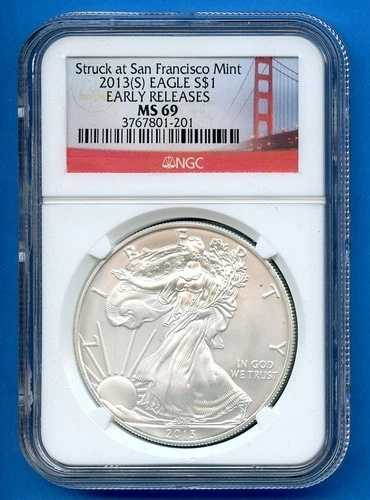 2013 S NGC MS69 ASE 1オンス アメリカンシルバーイーグル $1 米国造幣局コイン アーリーリリース ER