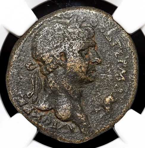 アンティオキア。トラヤヌス帝、西暦98-117年。?28、花輪に描かれた大判SC、NGC Fine