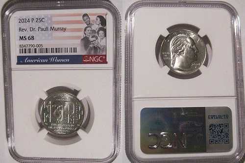 2024 P Rev Dr Pauli Murray 25セント NGC MS 68 アメリカ人女性 25セント硬貨