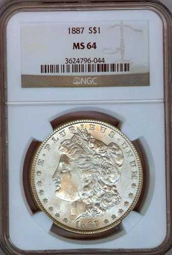 1887年 モルガン銀貨 NGCグレード MS64