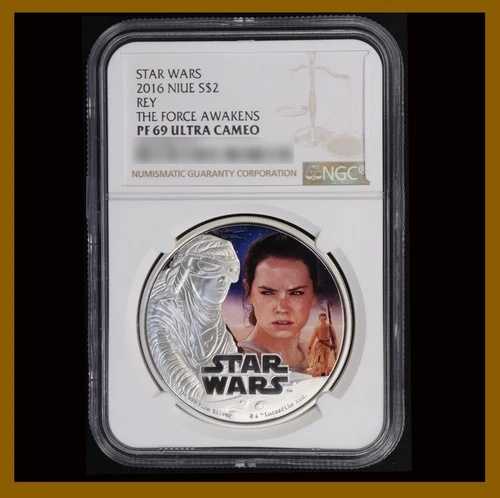 スターウォーズ 1オンス銀貨 2016年 レイ『フォースの覚醒』 ニウエ NGC PF 69