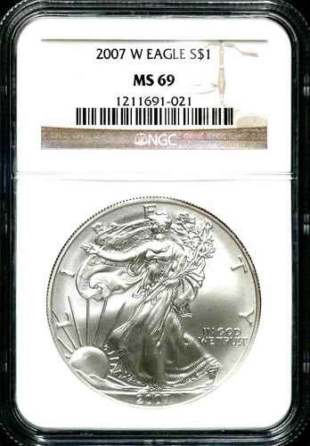 2007-W 1ドル 1オンス アメリカンシルバーイーグル - NGC MS 69 BS310
