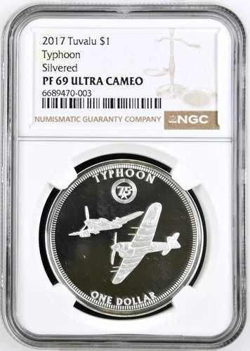 2017年ツバル 1ドル タイフーン戦闘機 シルバープルーフ NGC PF 69 ウルトラカメオ 46,200円