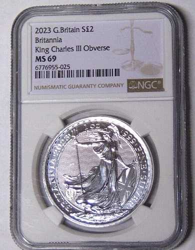 NGC MS69 2023 ブリタニア 1オンス .999 純銀 未流通 チャールズ3世