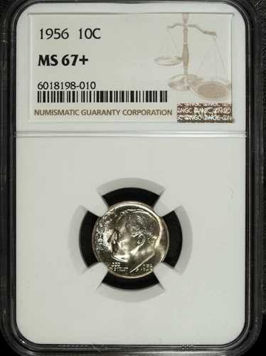 1956 P NGC MS 67 プラス ルーズベルト シルバー ダイム ☆☆ セットに最適 ☆☆ 010