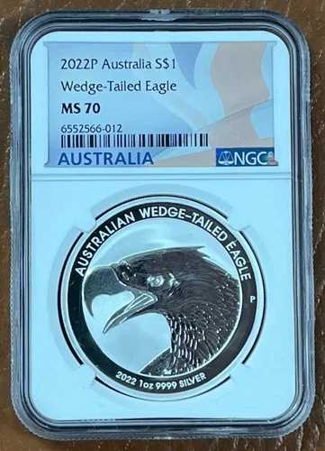 2022年 P オーストラリア 1オンス 銀製 オオワシ 1ドル硬貨 NGC MS70 国旗