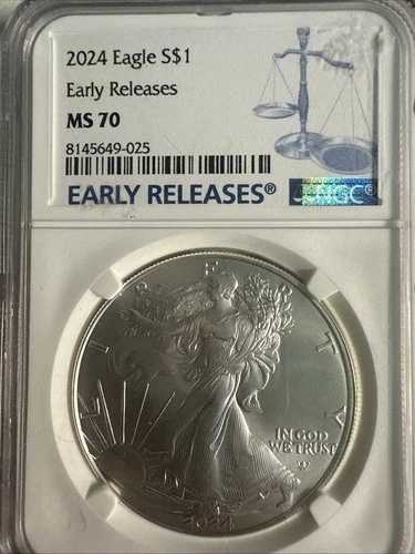 2024年 アメリカンシルバーイーグル 初期リリース NGC MS70グレード米国造幣局 1オンスシャープ!-