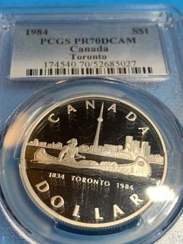 1984年 PCGS PF70 UCAM カナダ シルバー ドル トロント 1834-1984 S$1 PR 70 ウルトラカメオ|WORLD RESOURCE【QUEEN店】