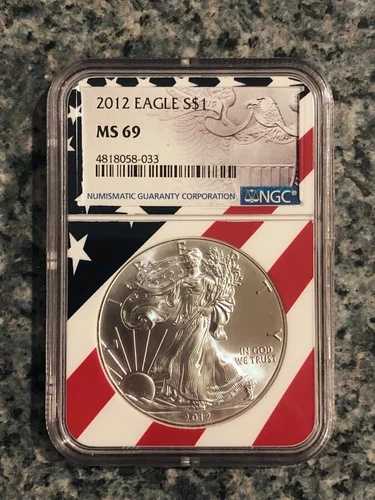 2012年 アメリカン シルバー イーグル 1オンス .999 純銀 NGC MS 69 フラッグコア