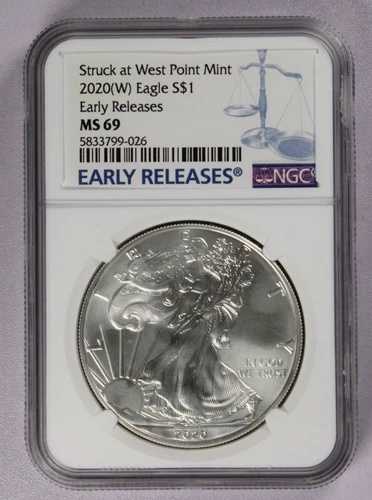 2020(W) アメリカンイーグル .999 シルバー 1オンス NGC MS 69 アーリーリリース