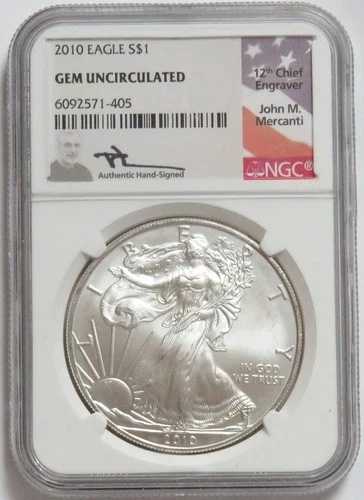 2010年 アメリカン シルバー イーグル 1ドル 1オンス マーカンティ サイン入りコイン NGC GEM UNC