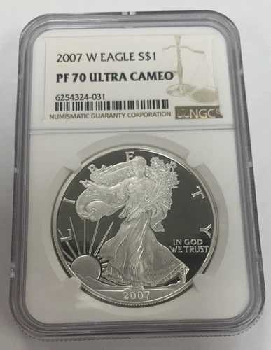 2007-W プルーフ $1 アメリカン シルバー イーグル NGC PF70UC ブラウン ラベル