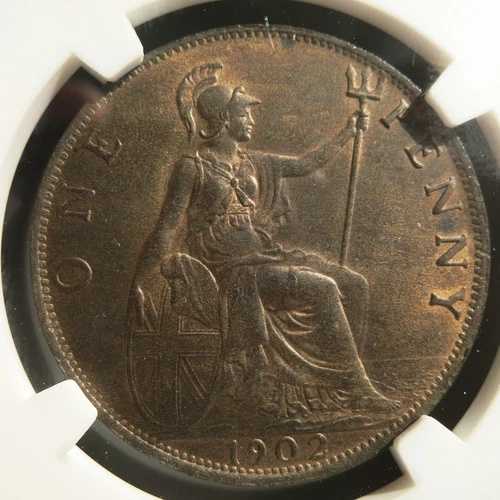 イギリス イギリス イングランド 1ペニー 1902年 NGC MS 63 BN UNC キング・エドワード ブロンズ