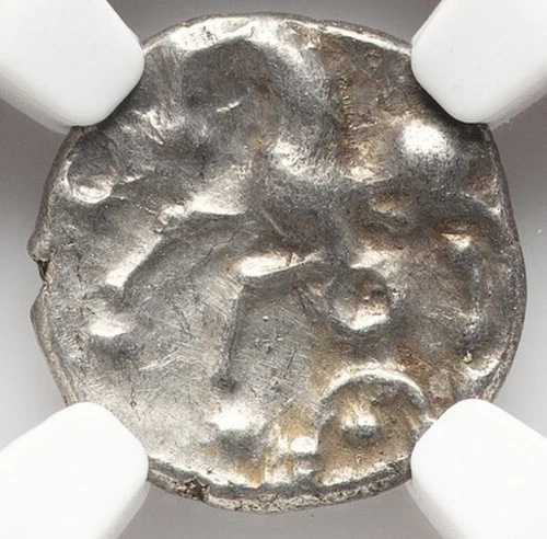 NGC XF ケルト ガリア ハエドゥイ 古代フランス 紀元前50年 ケルト人 キナリウス銀貨 馬貨