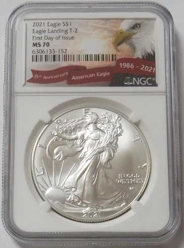 2021 タイプ2 アメリカン シルバーイーグル $1 FDOI 1オンス コイン NGC MS 70