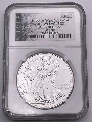 2012年-(W) シルバーアメリカンイーグル NGC MS70 初期リリース ウェストポイント造幣局で鋳造
