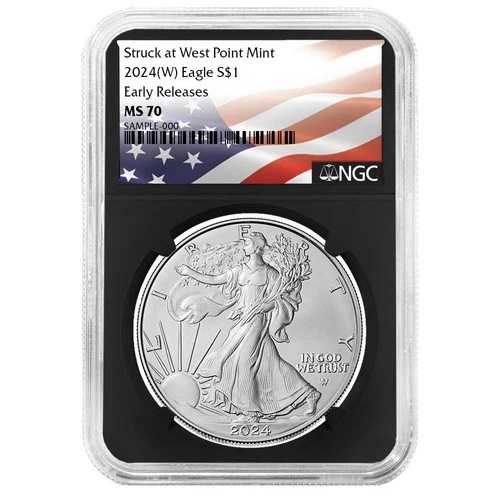 2024年 (W) $1 アメリカン シルバー イーグル NGC MS70 ER フラッグ ラベル レトロ コア|WORLD RESOURCE【QUEEN店】