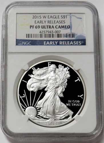 2015年 W アメリカン シルバー イーグル 1ドル プルーフコイン NGC PF 69 UC アーリーリリース