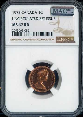 1973年カナダスモールセントNGC MS67 RD MAC - 品質