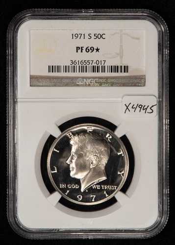 1971-S 50セント ケネディ ハーフダラー プルーフ - ルックス カメオ - NGC PF 69 STAR - X4945