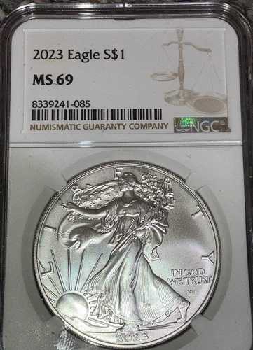 2023年アメリカンシルバーイーグル！NGC MS 69 ブラウンラベル！1オンスシルバー