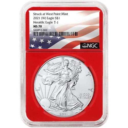 2021年 (W) $1 タイプ1 アメリカンシルバーイーグル NGC MS70 フラッグラベル レッドコア|WORLD RESOURCE【QUEEN店】