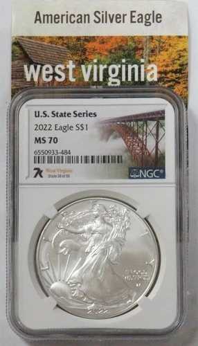 2022 アメリカン シルバーイーグル ウェストバージニア 50 州中 36 位 米国ステートシリーズ NGC MS 70