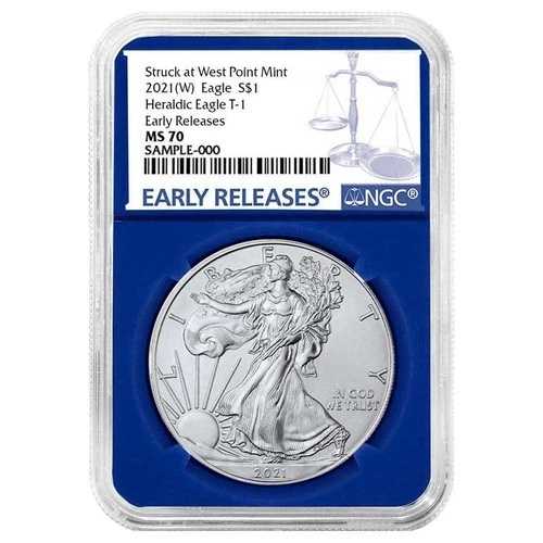 2021年 (W) $1 1オンス T-1 アメリカンシルバーイーグル NGC MS70 ER ブルーラベル ブルーコア|WORLD RESOURCE【QUEEN店】