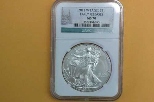2012 W (磨き済み) NGC MS70 シルバー イーグル クリスマスツリー ラベル - NGC ラベル破損