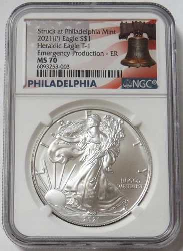 2021 (P) シルバー アメリカンイーグル $1 緊急生産 NGC MS 70 早期リリース
